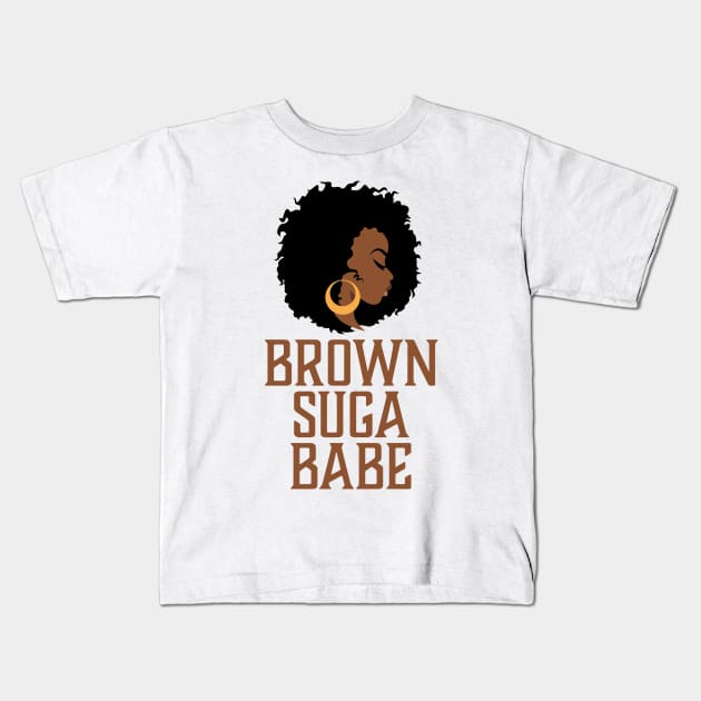 Brown Suga Babe, Black Woman, African American Kids T-Shirt by UrbanLifeApparel